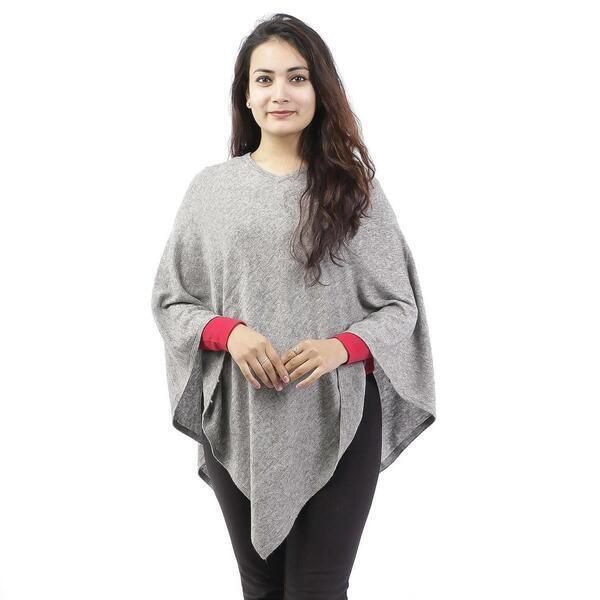 Solid Pashmina Poncho For Women
