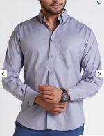 Grey Solid Slim Fit Casual Shirt For Men