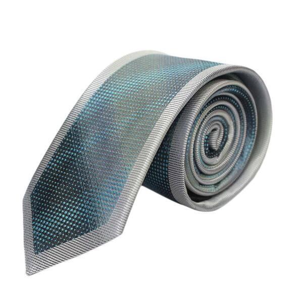 Grey/Turquoise Dotted Neck Tie For Men
