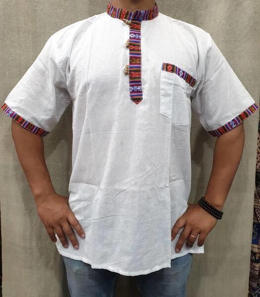 Half Sleeves Cotton Kurta for Men