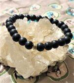 Handmade Mat Onyx Bracelets w/Brass Beads for Men