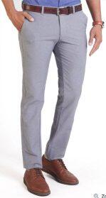 Indian Terrain Grey Brooklyn Fit Oxford Trousers For Men