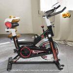 Indoor Cycling Bike, Silent Belt Drive Exercise Bike Stationary Bicycle with Steel Flywheel, Adjustable Seat and Handlebar, Heart Rate Monitor LCD Monitor-Red | Spin Bike | Stationary Bike | Exercise Bike