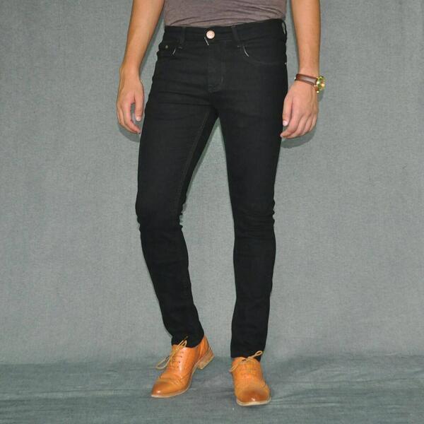 Jet Black Stretchable Skinny Fit Jeans For Men