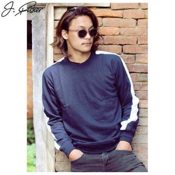 J.Fisher Striped Cotton Fleece Sweatshirt For Men