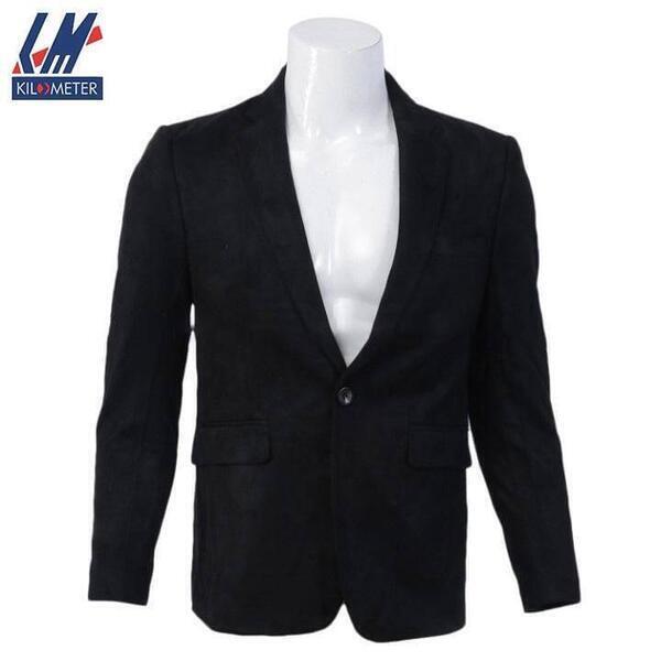 KILOMETER Black Single Buttoned Coat For Men - KMB382-20#