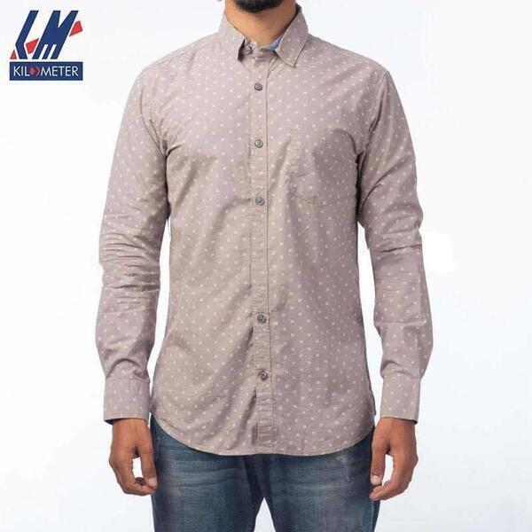 KILOMETER Brown Polka Full Sleeve Shirt For Men - 35