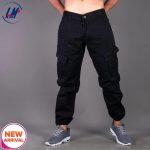 KILOMETER Casual Black Multi Pockets Cotton Cargo (Box) Pant For Men-KM 024C