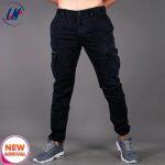 KILOMETER Casual Black Multi Pockets Cotton Cargo Pant For Men-KMSAP905