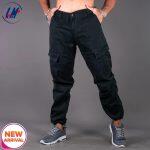 KILOMETER Casual Greenish Blue Multi Pockets Cargo Box Pant For Men - KM 024A
