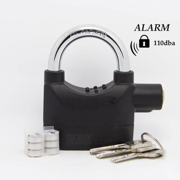 Kinbar Siren Coded 110db Zinc Alloy Hardened Alarm Padlock - Black