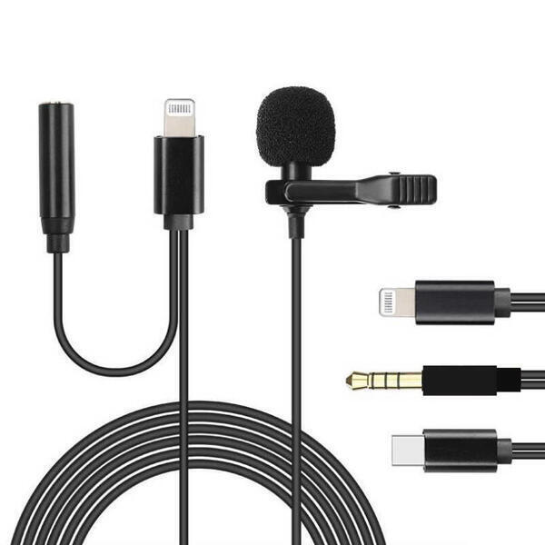Lavalier Lapel Mic Clip-on Microphone Lightning For iPhone Recording