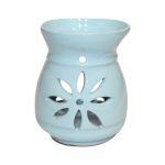 Light Blue Flower Designed Ceramic Aroma Pot/Candle Pot