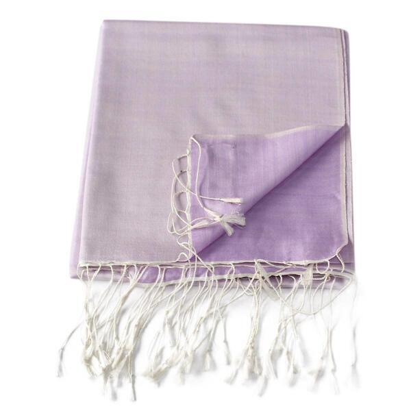 Light Purple Silk Reversible Pashmina Muffler For Women