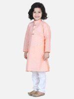 LilPicks Peach Chikankari Kurta Pyjama Set for Baby Boys
