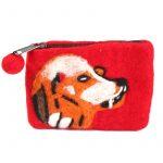 Lime Dog Stitched Felt Purse For Women