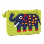 Lime Elephant Design Felt Purse For Women