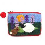Lime Rabbit/Sheep Design Felt Purse For Women