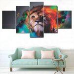 Lion 5 Panel Canvas