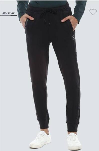 Louis Philippe Black Ath. Play Novel Blend Jogger Pants For Men