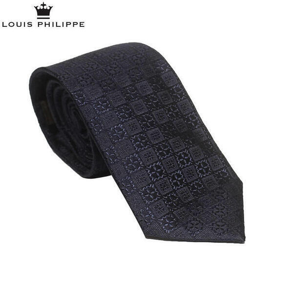 Louis Philippe Navy Blue Flower Patterned Tie For Men