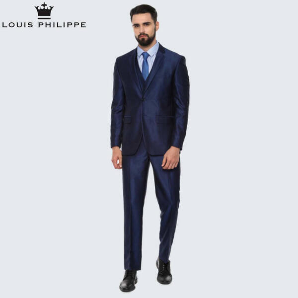 Louis Philippe Navy Blue Three Piece Suit