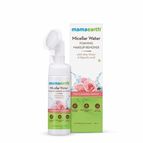 Mamaearth Micellar Water Foaming Makeup Remover With Rose Water & Glycolic Acid