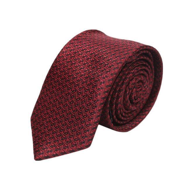 Maroon/Black Braided Patterned Neck Tie For Men