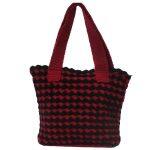 Maroon/Black Solid Woolen Handbag For Women