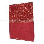 Maroon Floral Design Hand Woven Pure  Cashmere Pashmina Scarf For Women