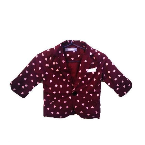 Maroon Heart Polka Summer Coat For Baby Girl