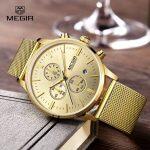 Megir 2011 G Luxury Hour Function Chronograph Watch For Men – Golden