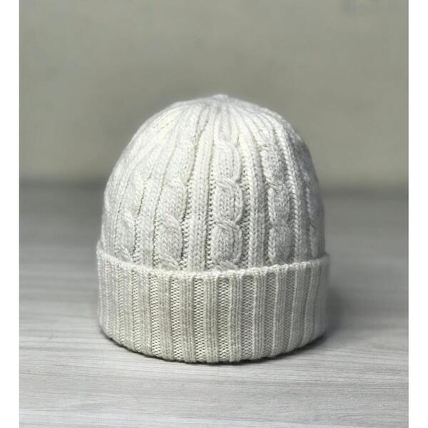 Merino Trendy Cable Knit Fold Hat For Men