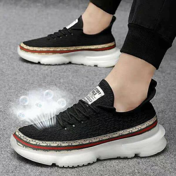 Mesh Breathable Black Sneakers For Men