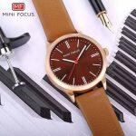 MINI FOCUS Men's Business Dress Watches Stainless Steel Luxury Leather Waterproof Quartz Watch For Men