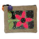 Moss Green Floral Embroidered Coin Purse For Women