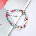 Multicolor Beaded Heart Design Bracelet For Women