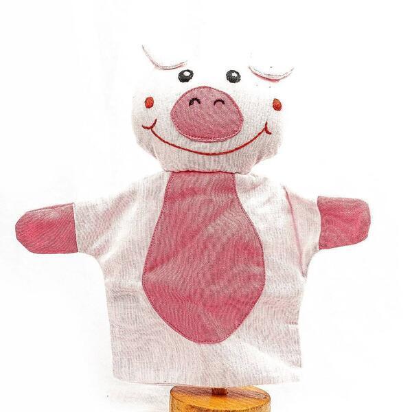 Multicolor Hand Puppet Pig Doll For Kids (Fair Trade Product)