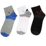 Multicolor Solid Mid Ankle Length Socks For Men - Set Of 3