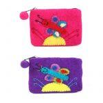 Multicolored Butterfly Stitched Felt Purse For Women
