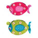 Multicolored Fish Design Stitched Felt Purse For Women