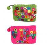 Multicolored Multiple Circle Stitched Felt Purse For Women