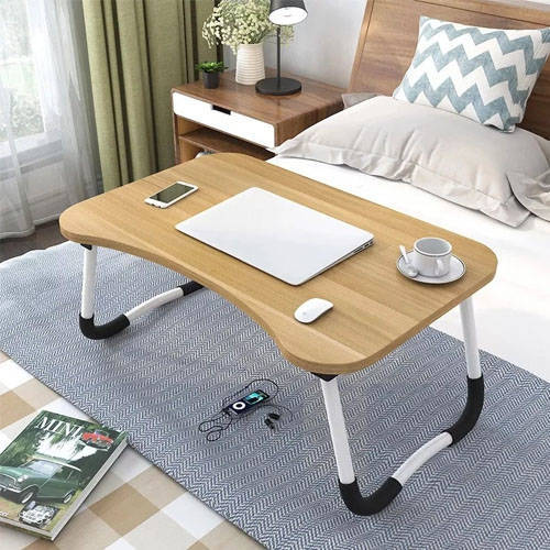 Multipurpose Foldable Laptop Table with Cup Holder & Drawer, Study Table, Bed Table, Breakfast Table, Foldable and Portable/Ergonomic & Rounded Edges/Non-Slip Legs, Multicolour