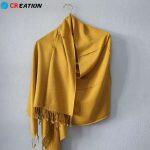 Mustard Silk Woolen Shawl