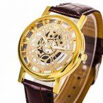 Nacked Dialed Fashionable Designed Analog Watch For Men – Gold Dial