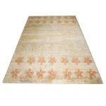 Natural With Orange Plain Hemp With Flower Border Natural Hemp With Wool 80K Knot Carpet