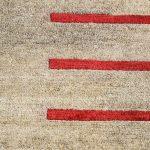 Natural With Red Line Plain With Six Lines In Middle Natural Hemp /Wool 80K Knot Carpet
