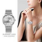 NAVIFORCE NF3008 Date Function Stylish Elegant Casual Quartz Watch For Women - Silver