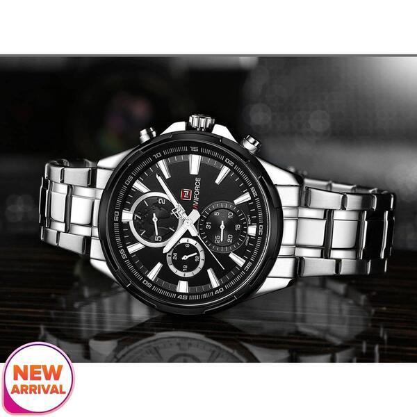 NaviForce NF9089 Chronograph Stainless Steel watch for men- Silver
