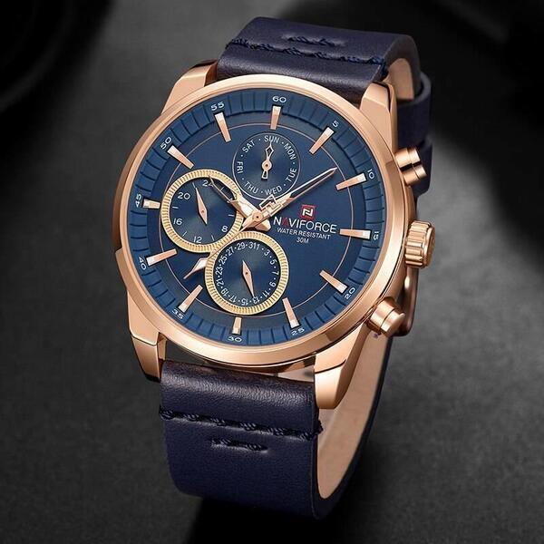 NAVIFORCE Nf9148 Day Date Function Luxury Chronograph Watch For Men – Rosegold